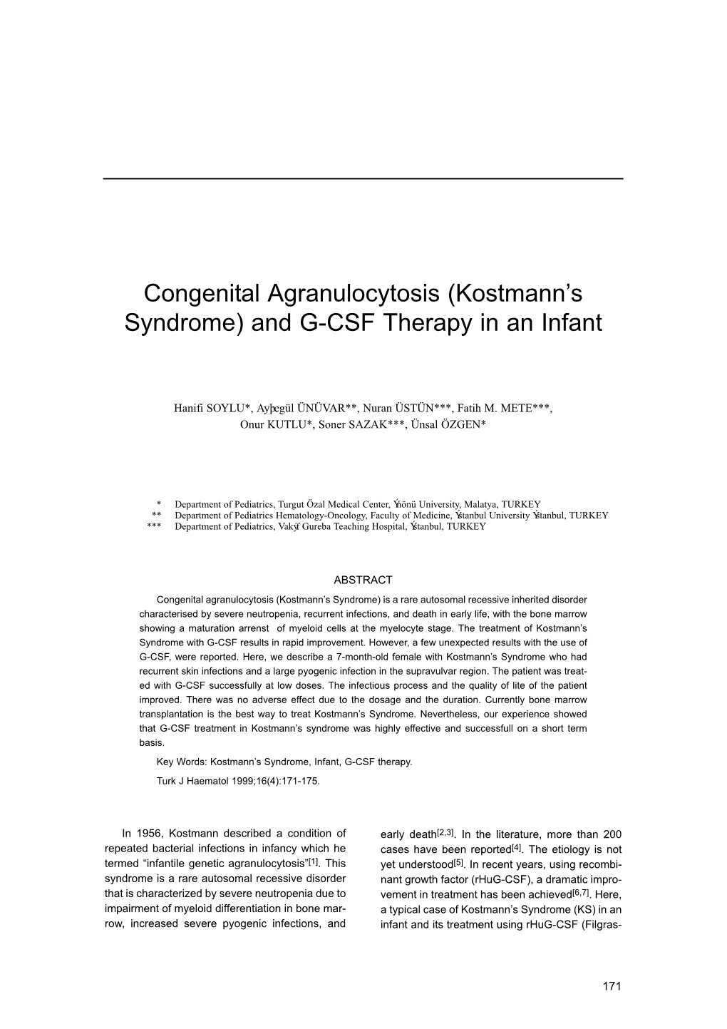 Kostmann's Syndrome