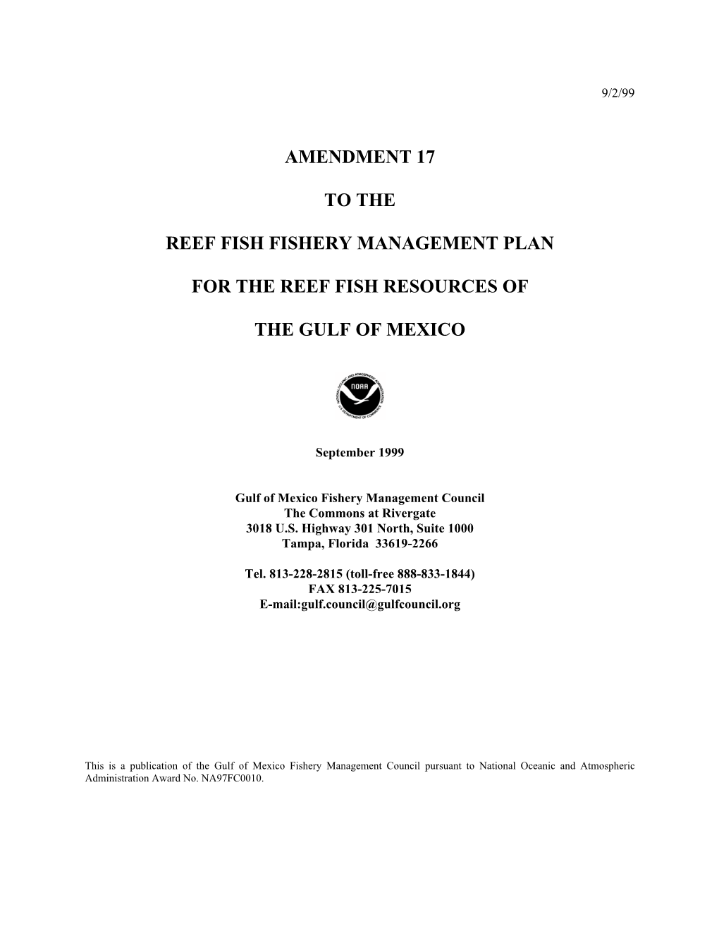 Reef Fish Amendment 17
