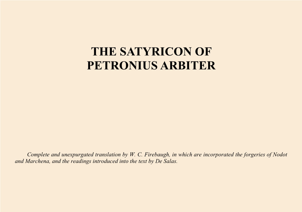 THE SATYRICON, Complete