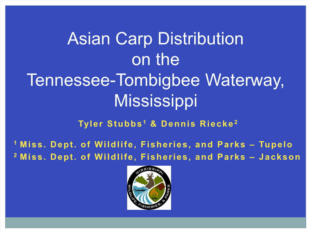 Asian Carp Distribution on the Tennessee-Tombigbee Waterway, Mississippi