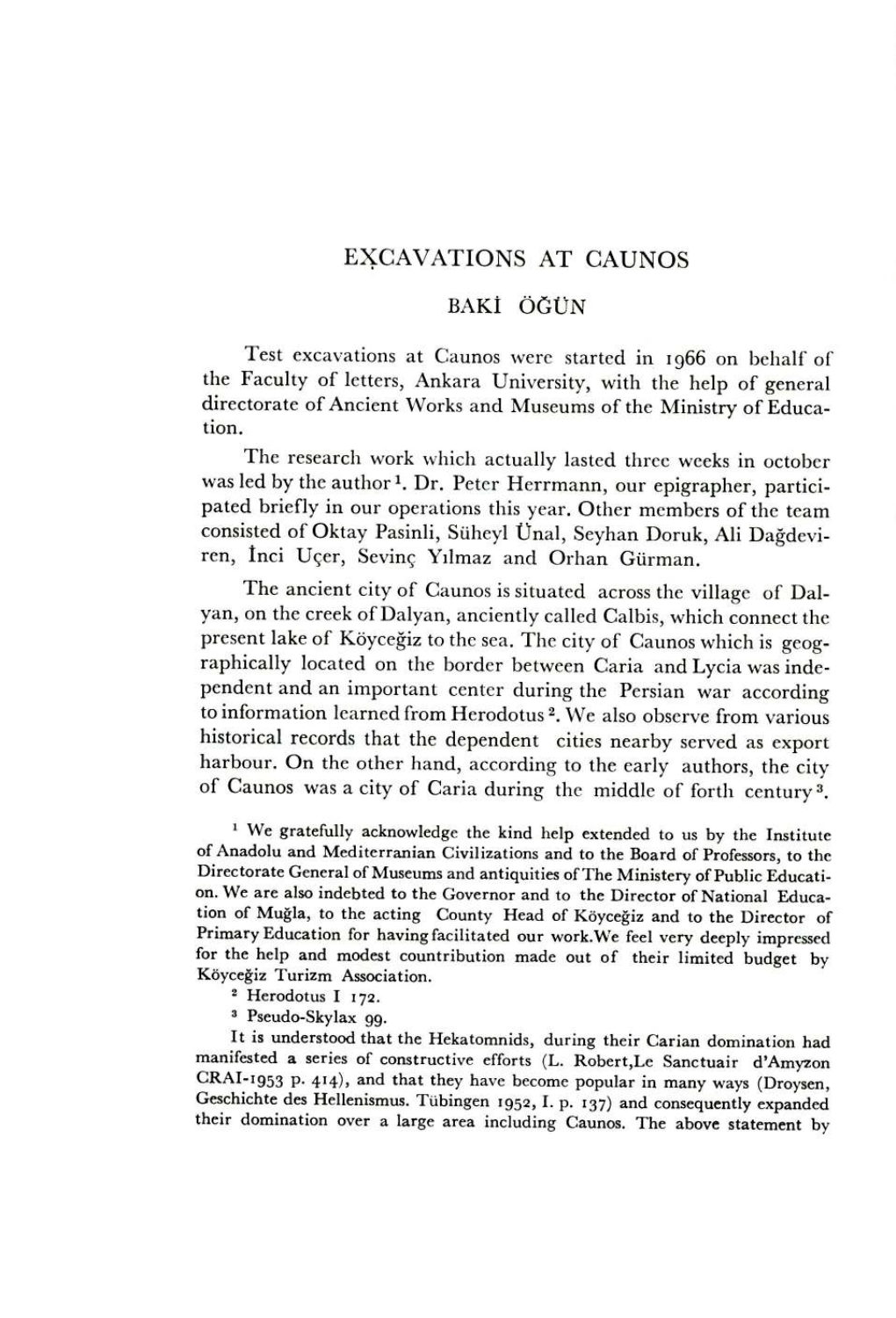 E)Çcavations at Caunos