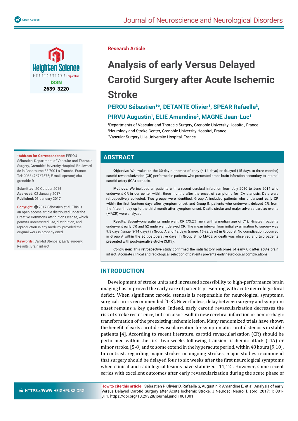 Analysis of Early Versus Delayed Carotid Surgery After Acute Ischemic Stroke