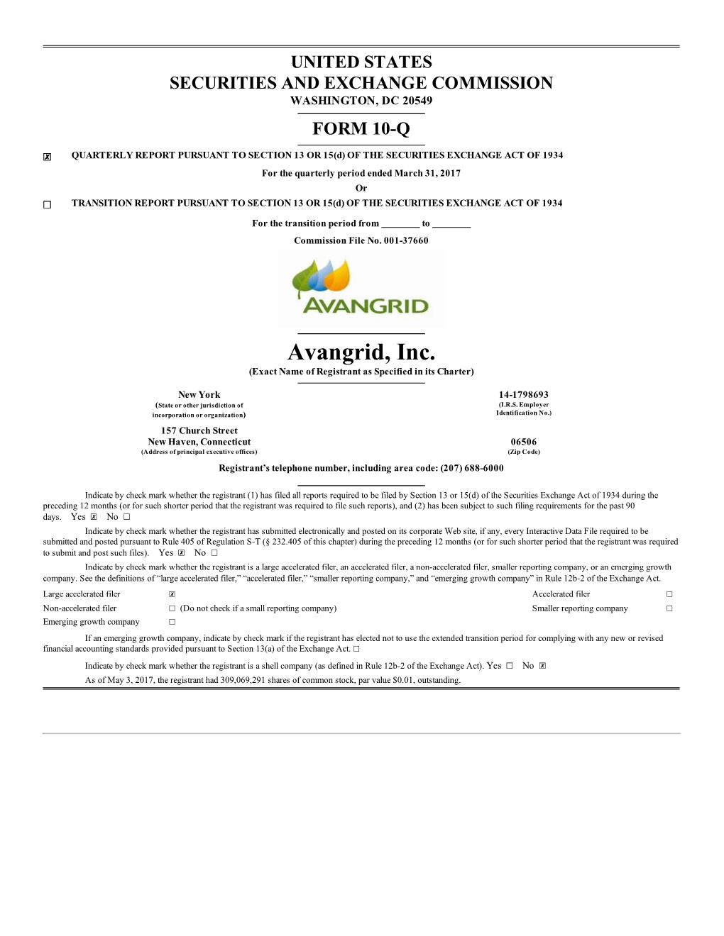 Avangrid, Inc. (Exact Name of Registrant As Specified in Its Charter)