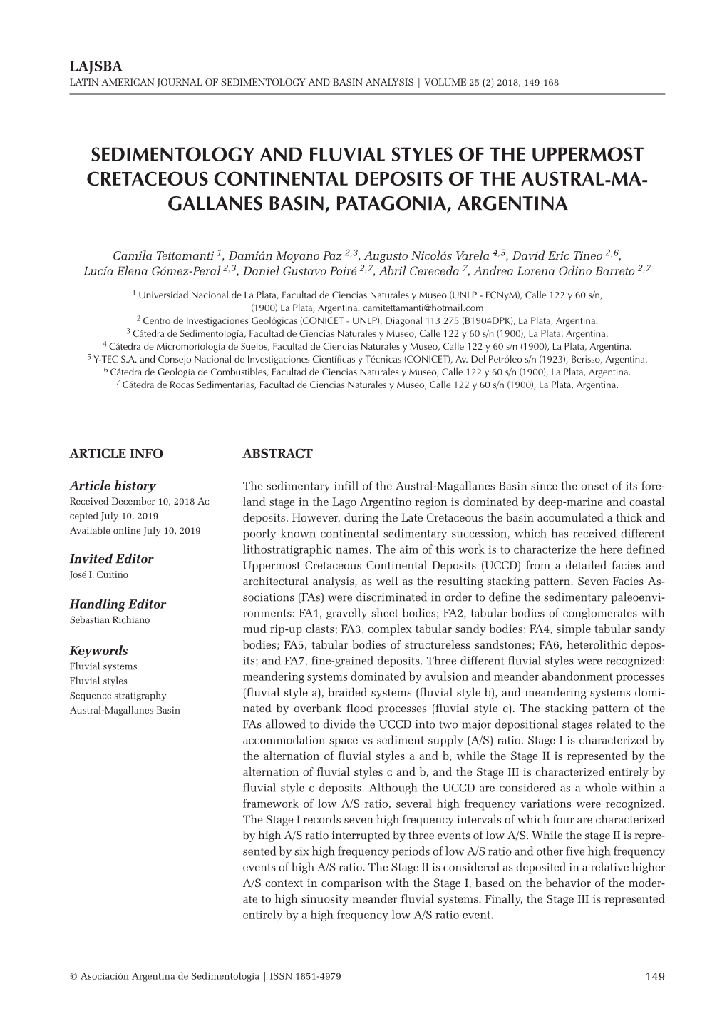 Sedimentology and Fluvial Styles of the Uppermost Cretaceous Continental Deposits of the Austral-Ma- Gallanes Basin, Patagonia, Argentina