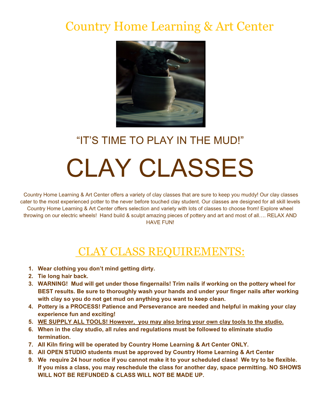 Clay Classes