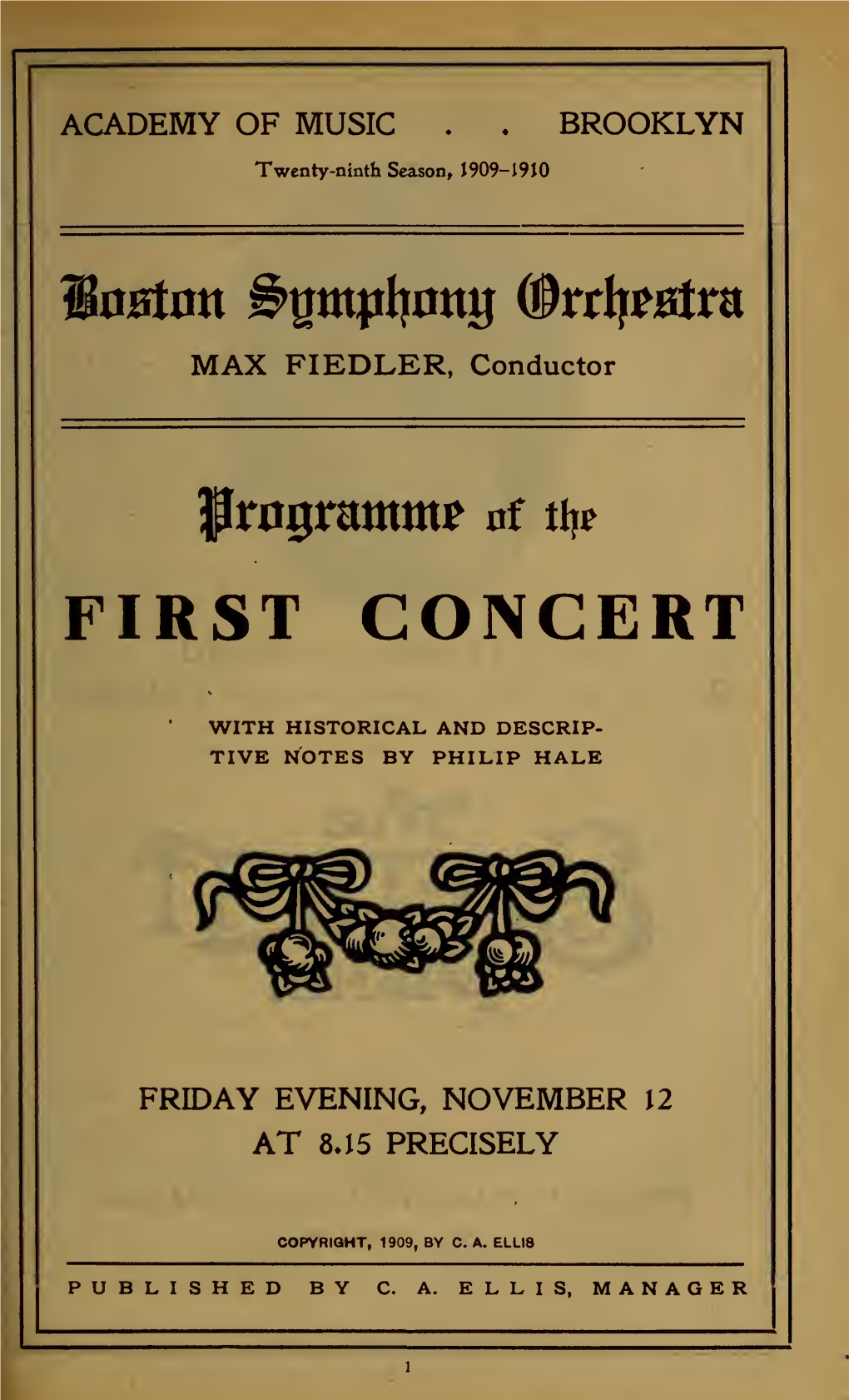Boston Symphony Orchestra Concert Programs, Season 29,1909