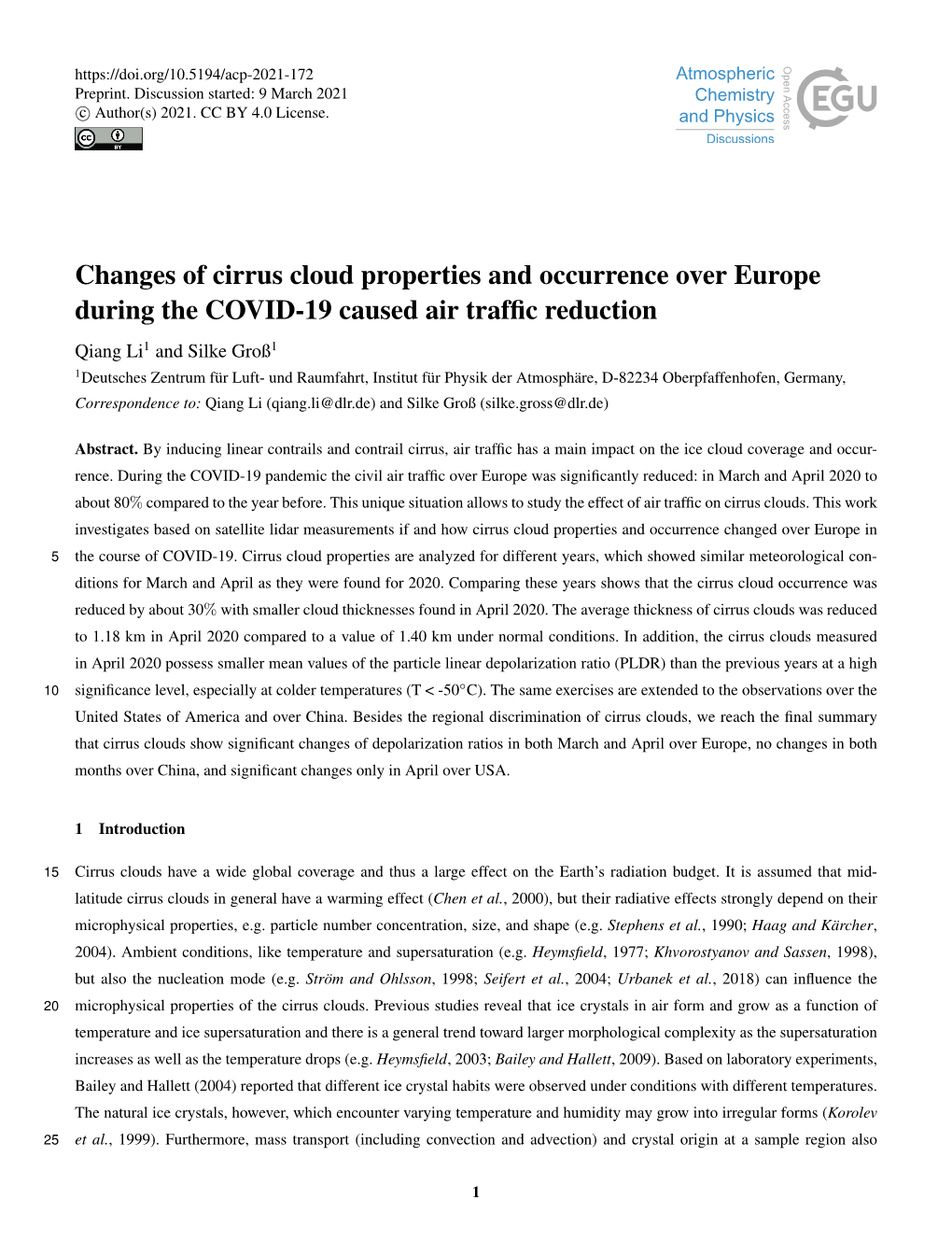 Changes of Cirrus Cloud Properties and Occurrence Over Europe During