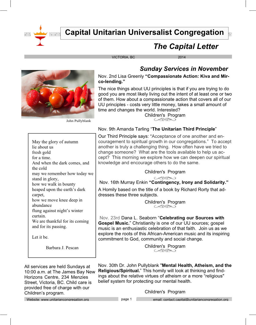 Capital Unitarian Universalist Congregation the Capital Letter