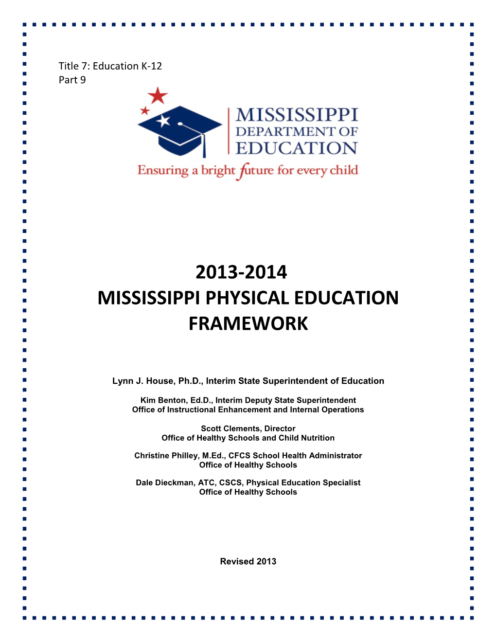 2013-2014 Mississippi Physical Education Framework