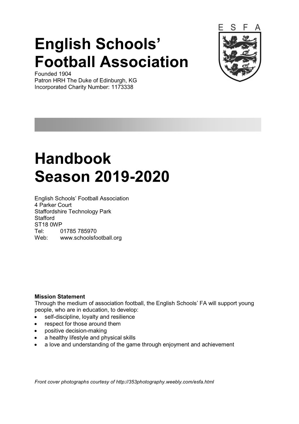 English Schools' Football Association Handbook Season 2019-2020