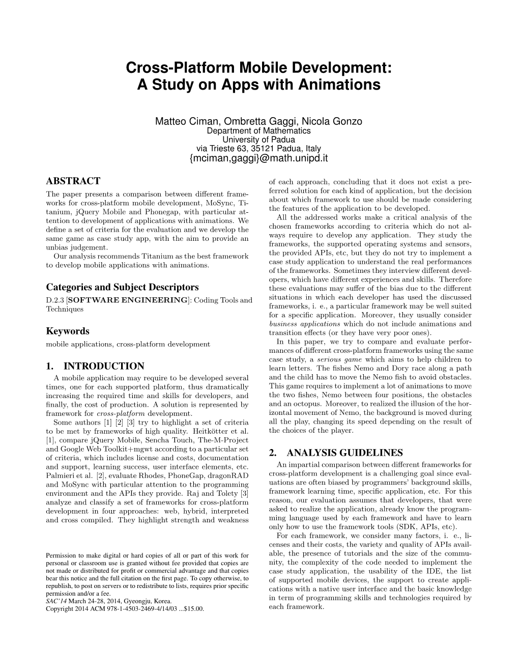 Cross-Platform Mobile Development: a Study on Apps with Animations