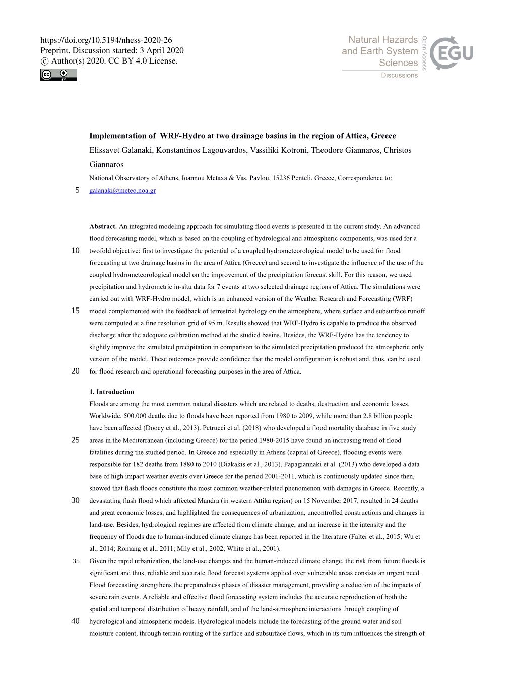 Implementation of WRF-Hydro at Two Drainage Basins in the Region Of