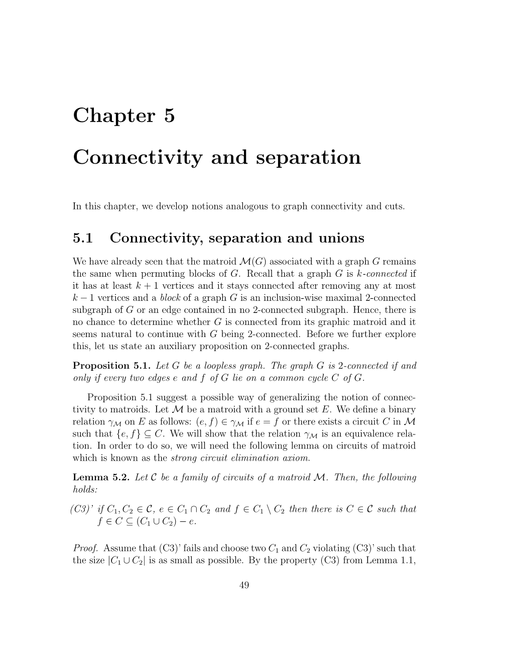 Chapter 5 Connectivity and Separation