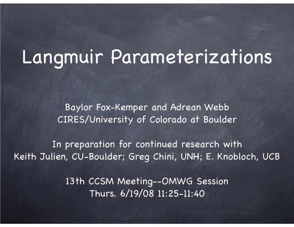 Langmuir Parameterizations