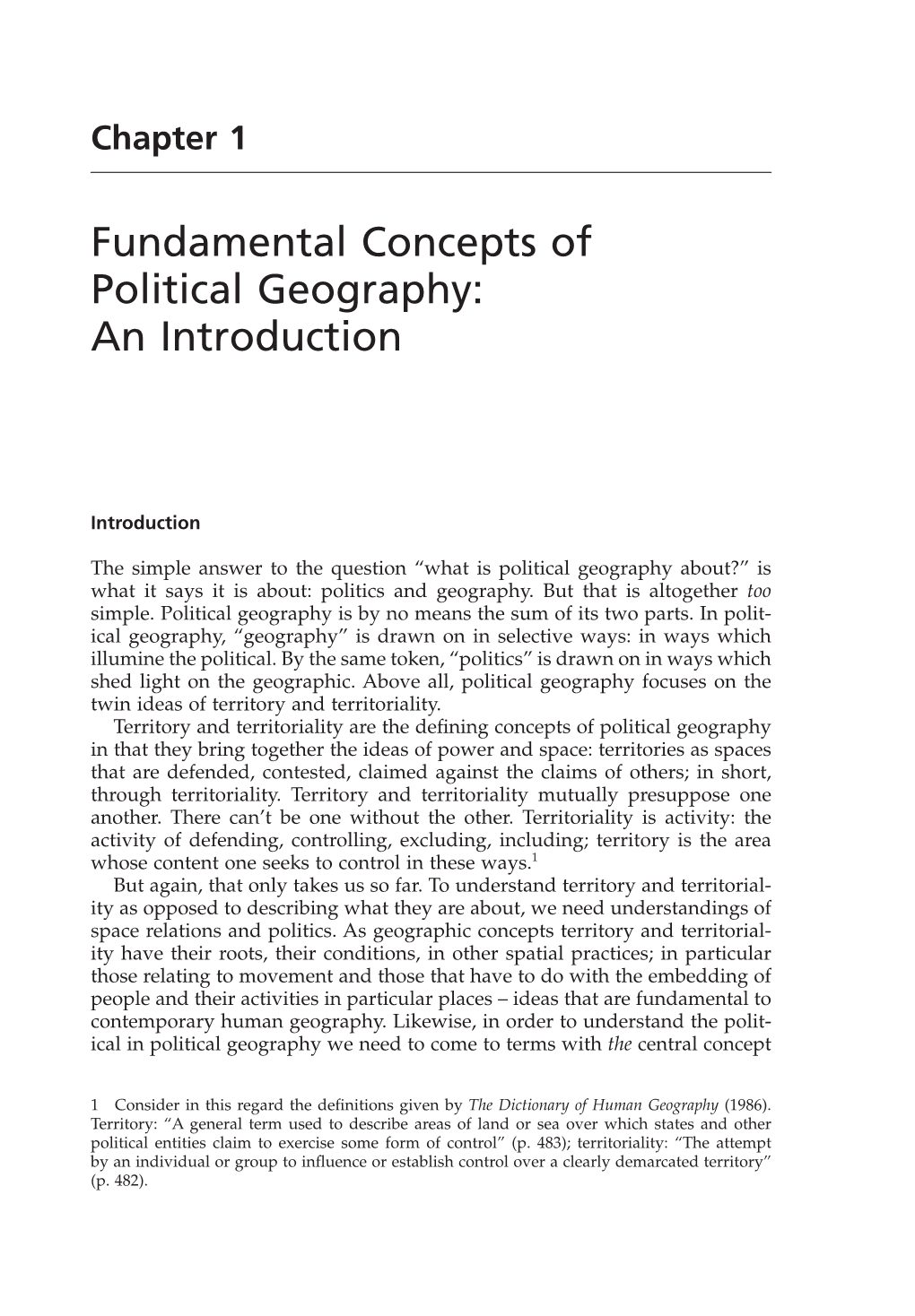 Fundamental Concepts of Political Geography: an Introduction