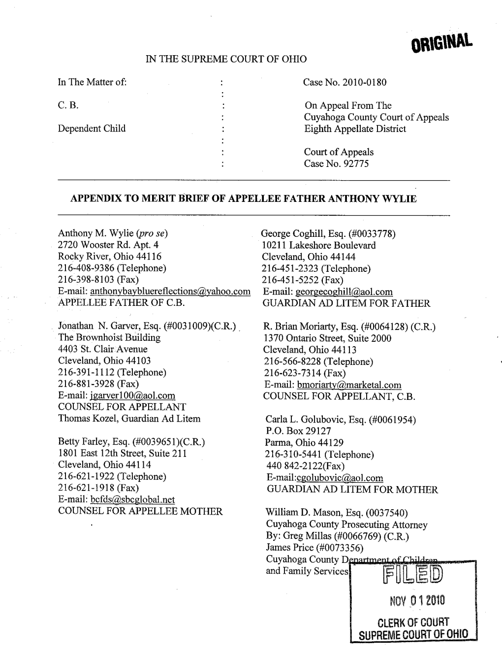 Pr1gtnal in the SUPREME COURT of OHIO