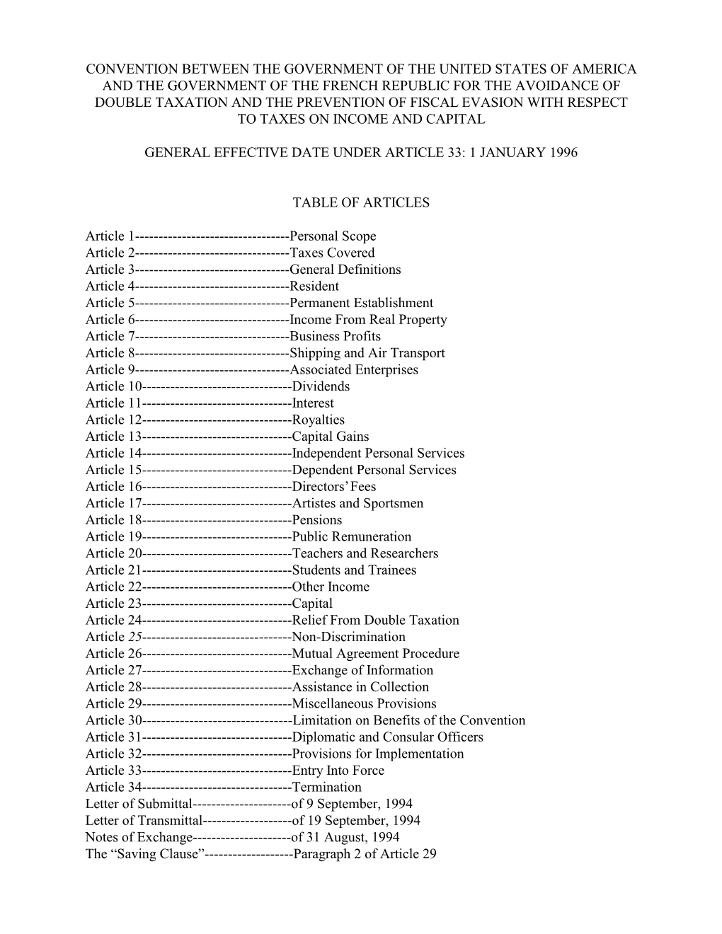 Tax Treaty Policies