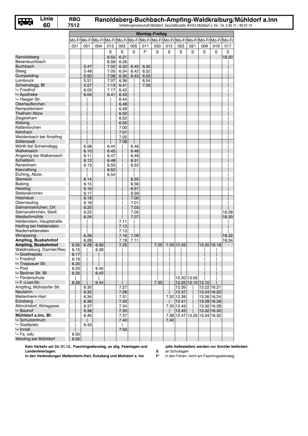 7512 Verkehrsgemeinschaft Mühldorf, Geschäftsstelle, 84453 Mühldorf A