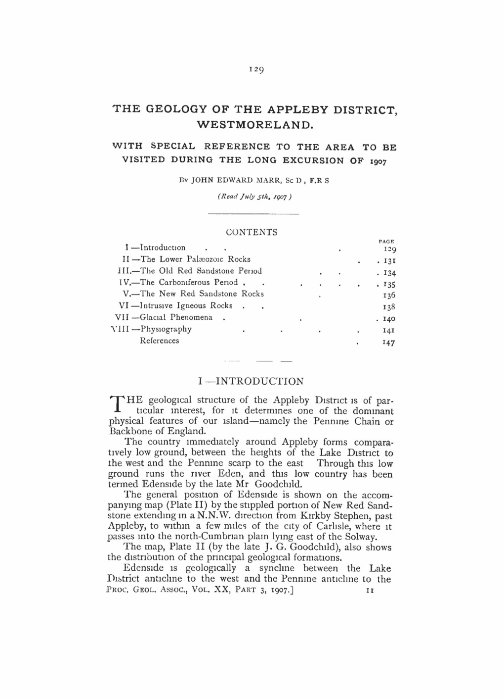 The Geology of the Appleby District, Westmoreland