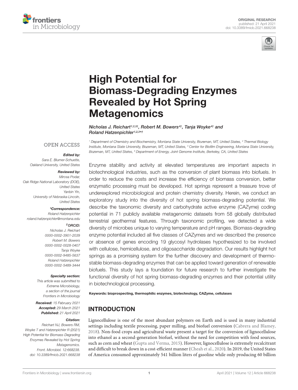 High Potential for Biomass-Degrading Enzymes Revealed by Hot Spring Metagenomics