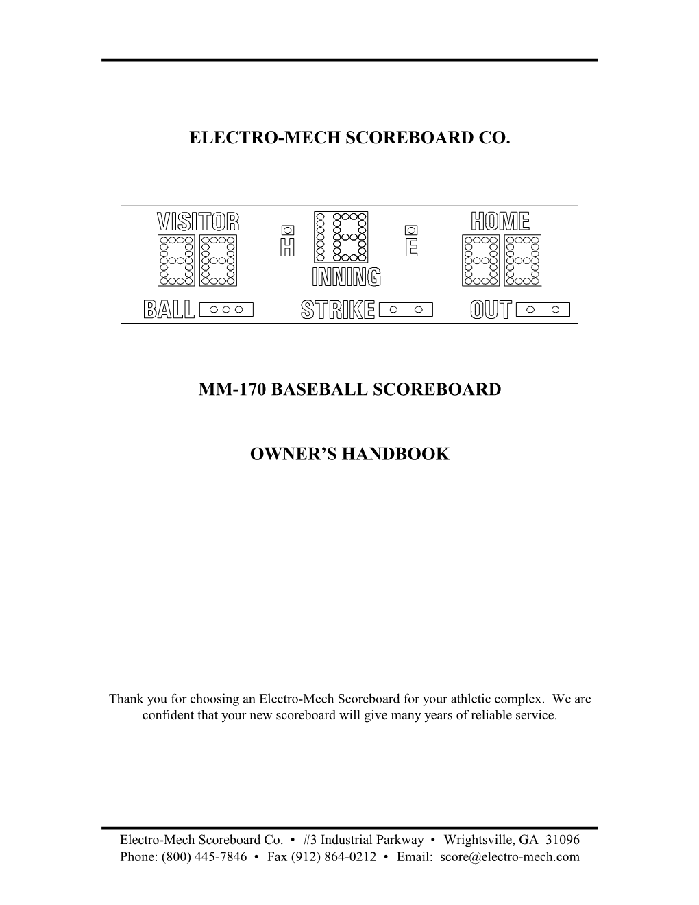 Electro-Mech Scoreboard Co. Mm-170 Baseball