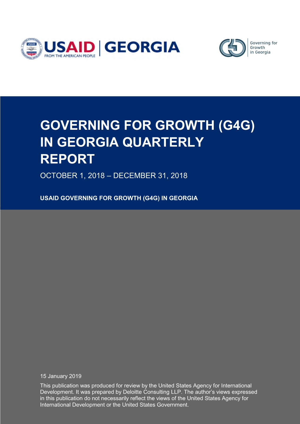 In Georgia Quarterly Report October 1, 2018 – December 31, 2018