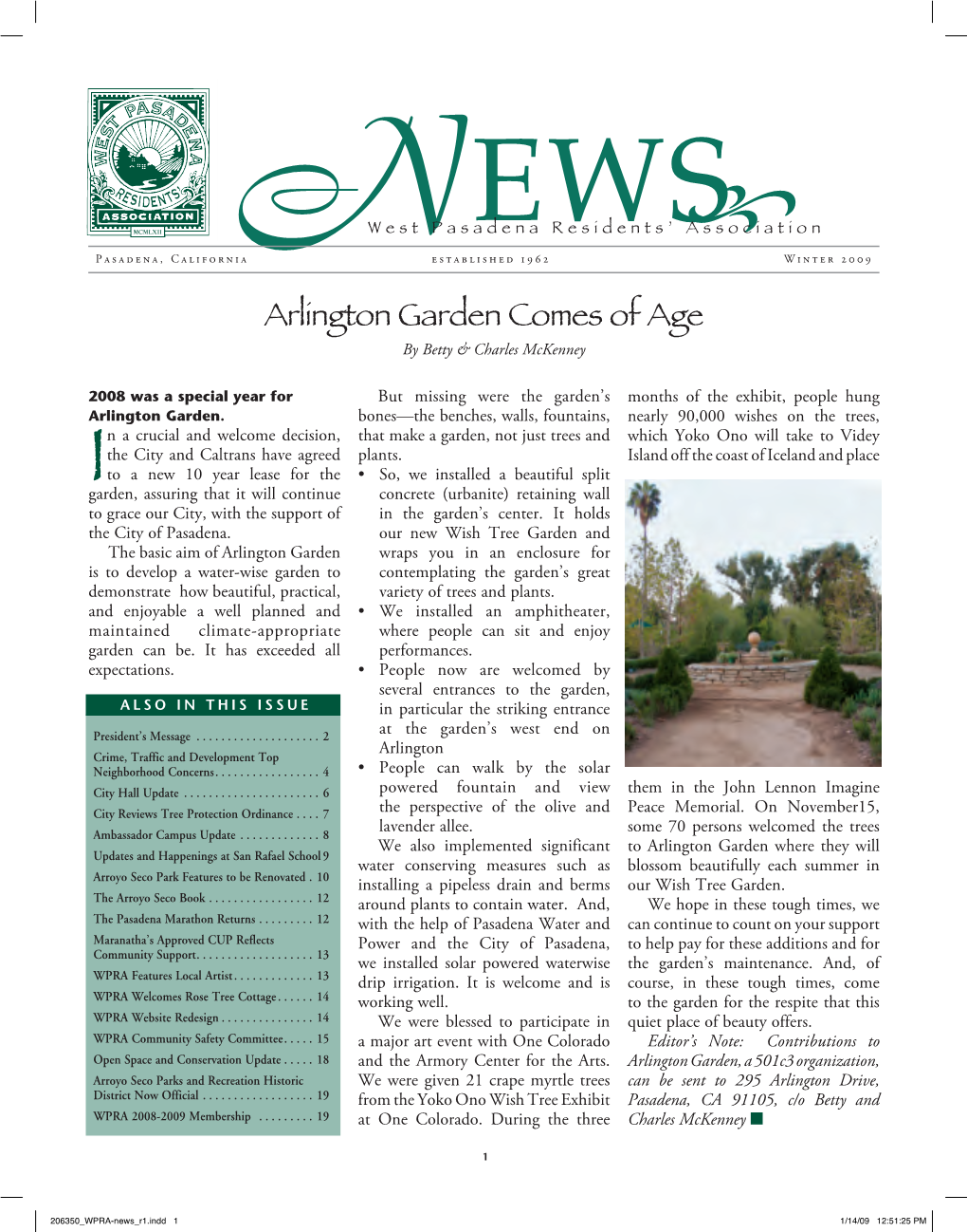 Arlington Garden Comes of Age by Betty & Charles Mckenney