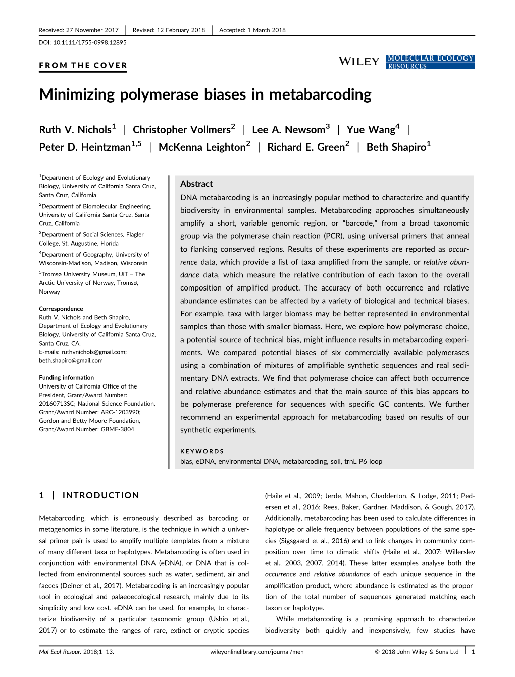 Minimizing Polymerase Biases in Metabarcoding