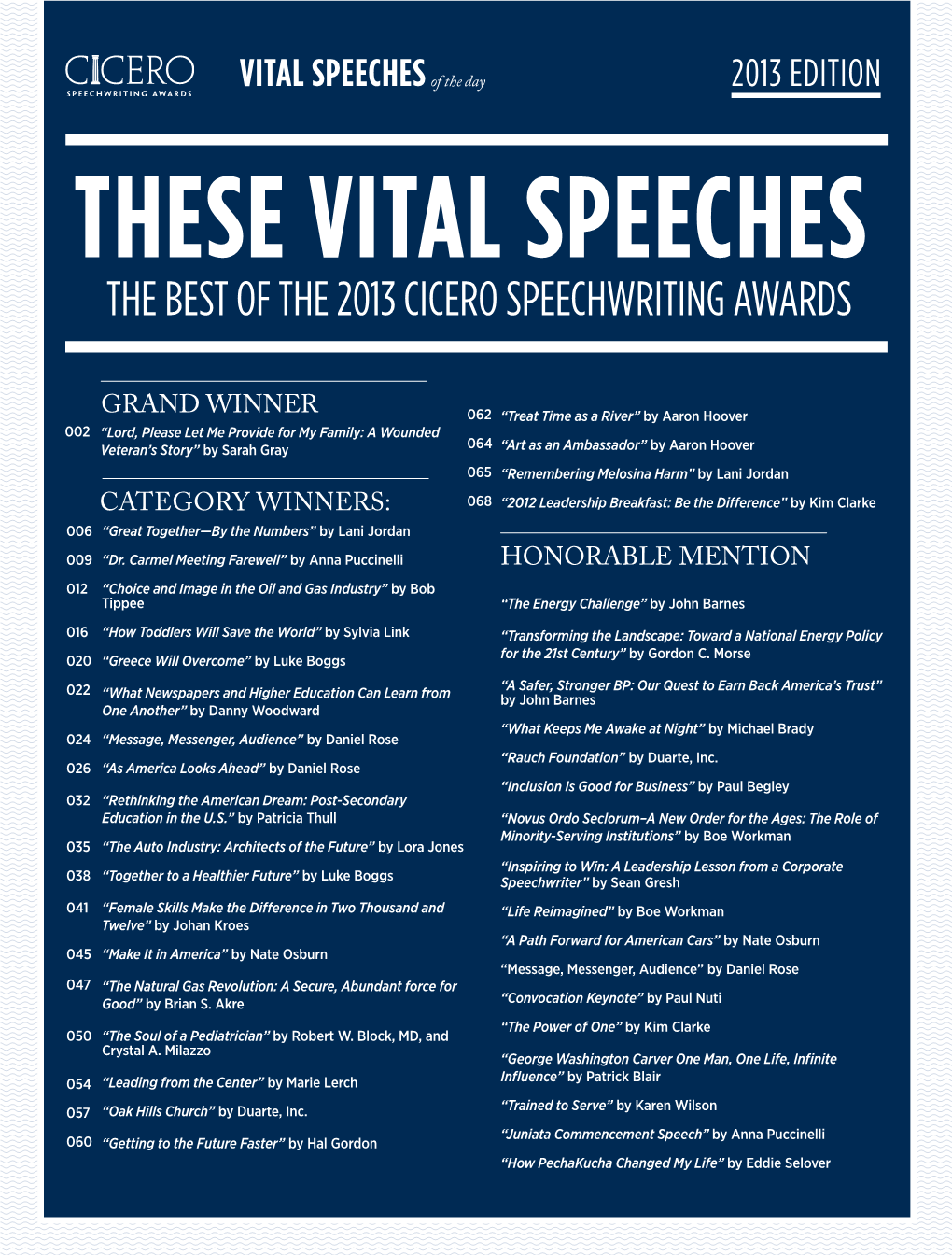 The Best of the 2013 Cicero Speechwriting Awards