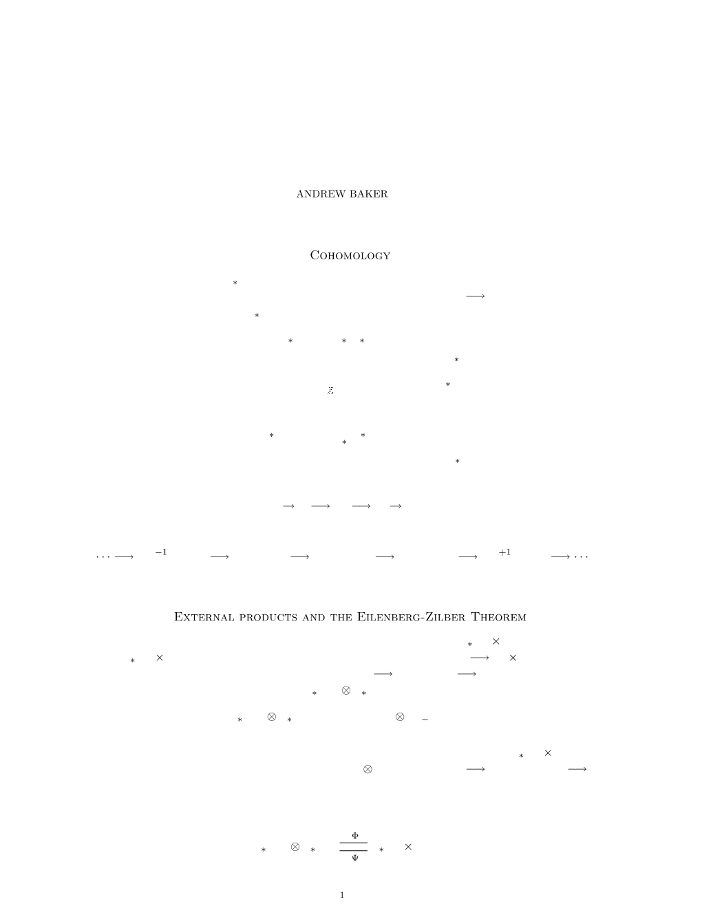 1. Cohomology Let X Be a Space and S