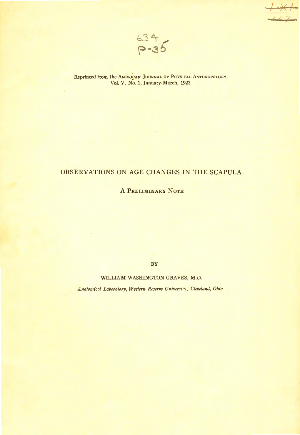 Observations on Age Changes in the Scapula