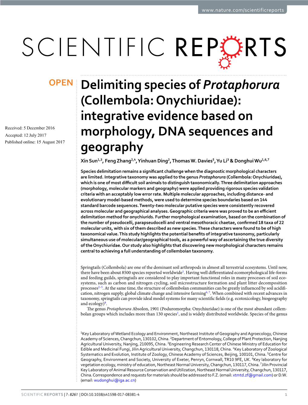 Delimiting Species of Protaphorura (Collembola: Onychiuridae)