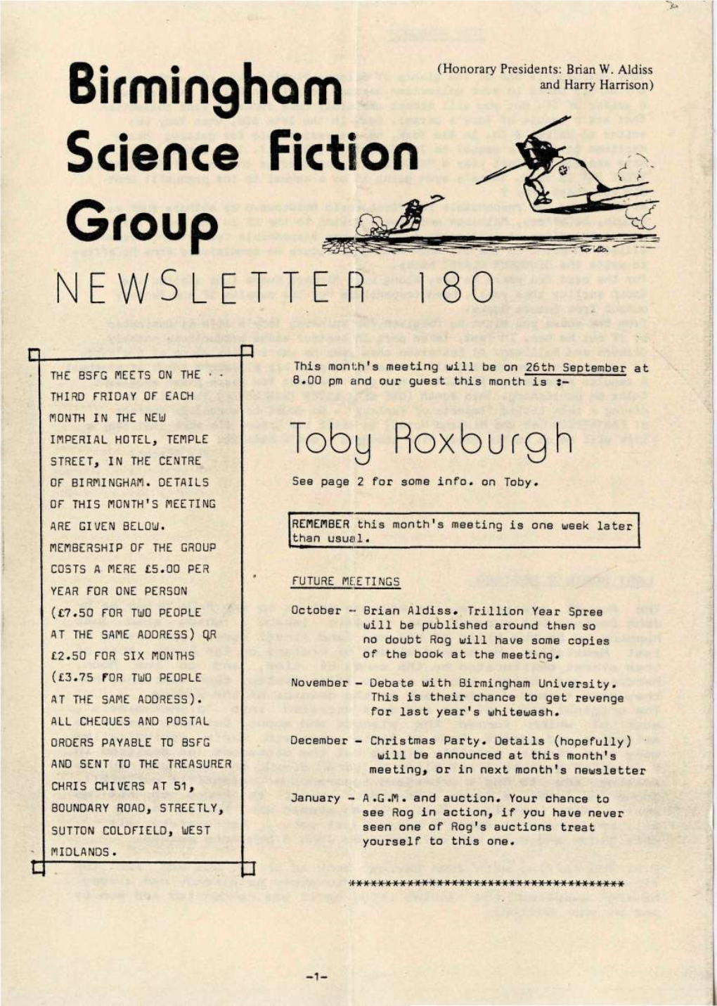 Birmingham Science Fiction Group Newsletter