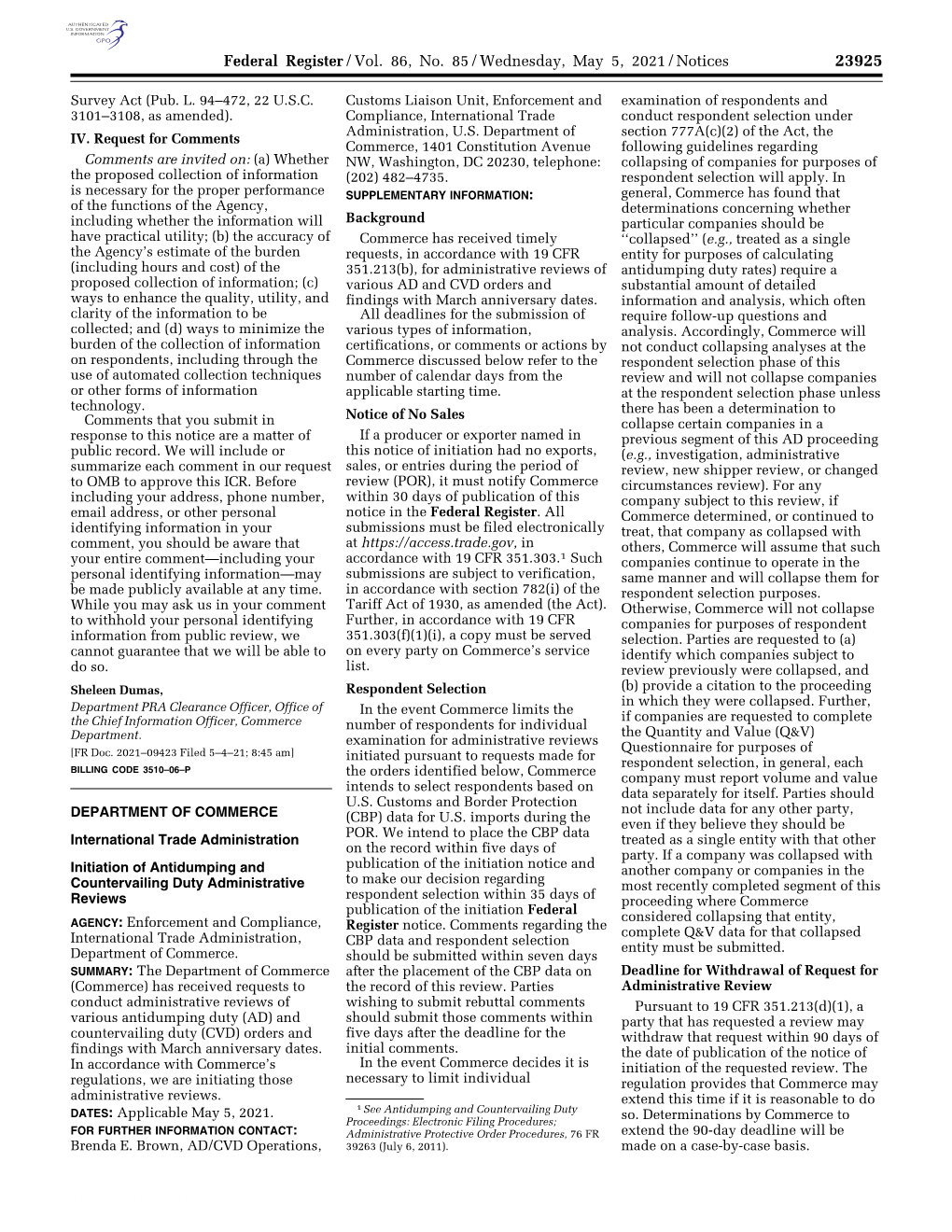 Initiation of Antidumping and Countervailing Duty