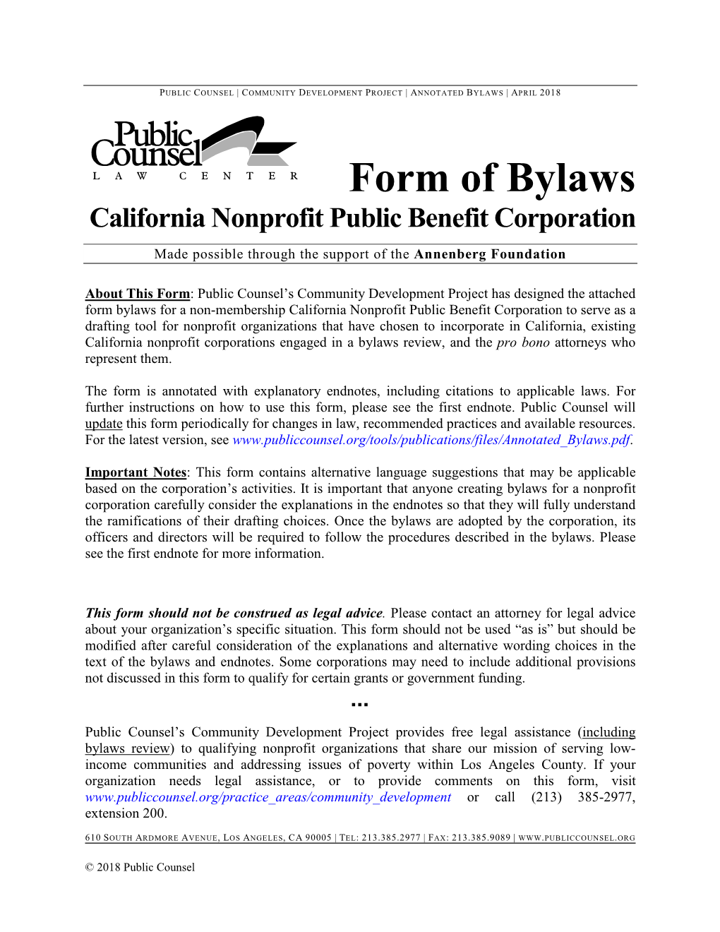 California Nonprofit Public Benefit Corporation