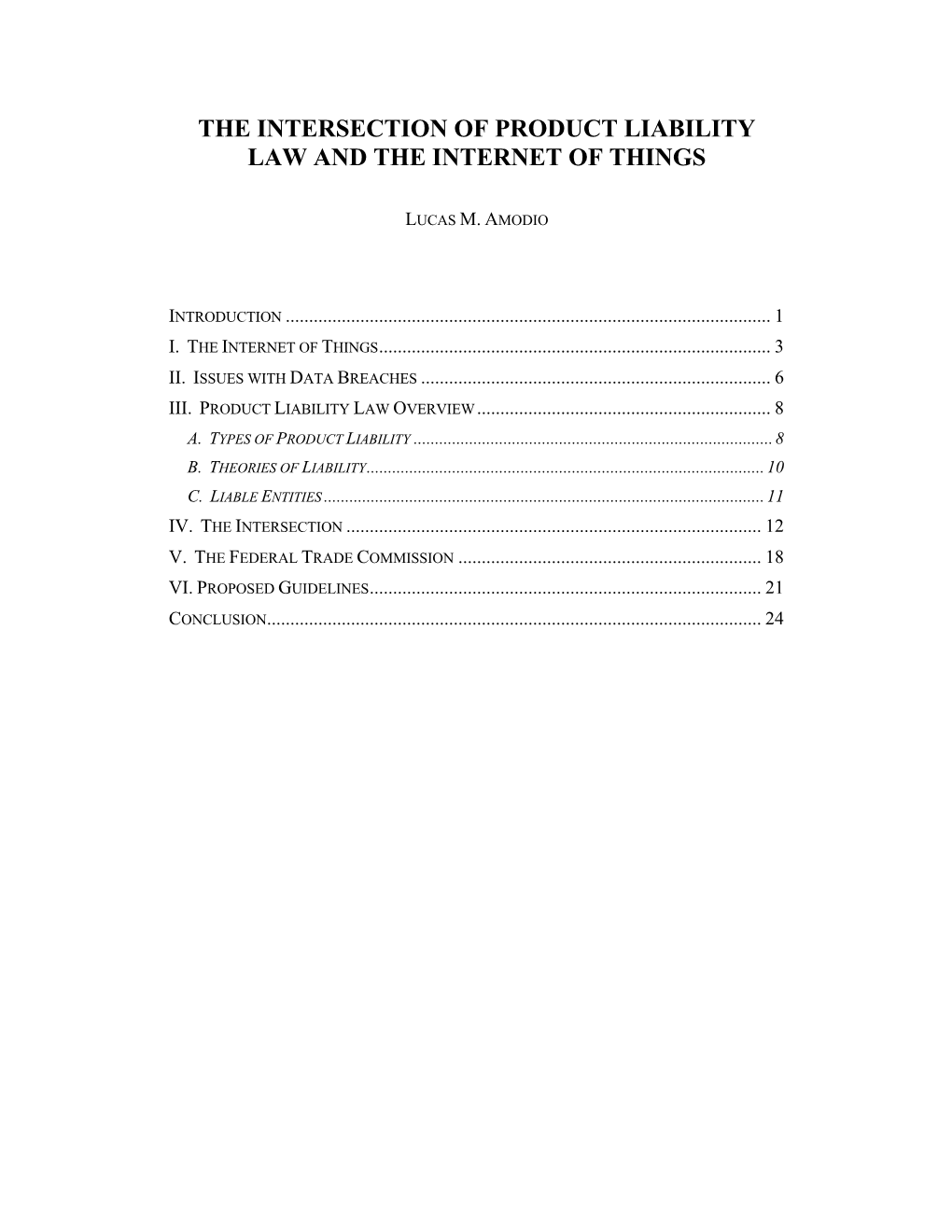 The Intersection of Product Liability Law and the Internet of Things