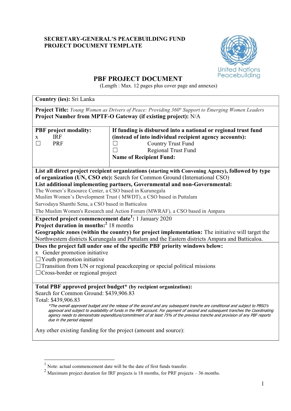 PBF PROJECT DOCUMENT (Length : Max