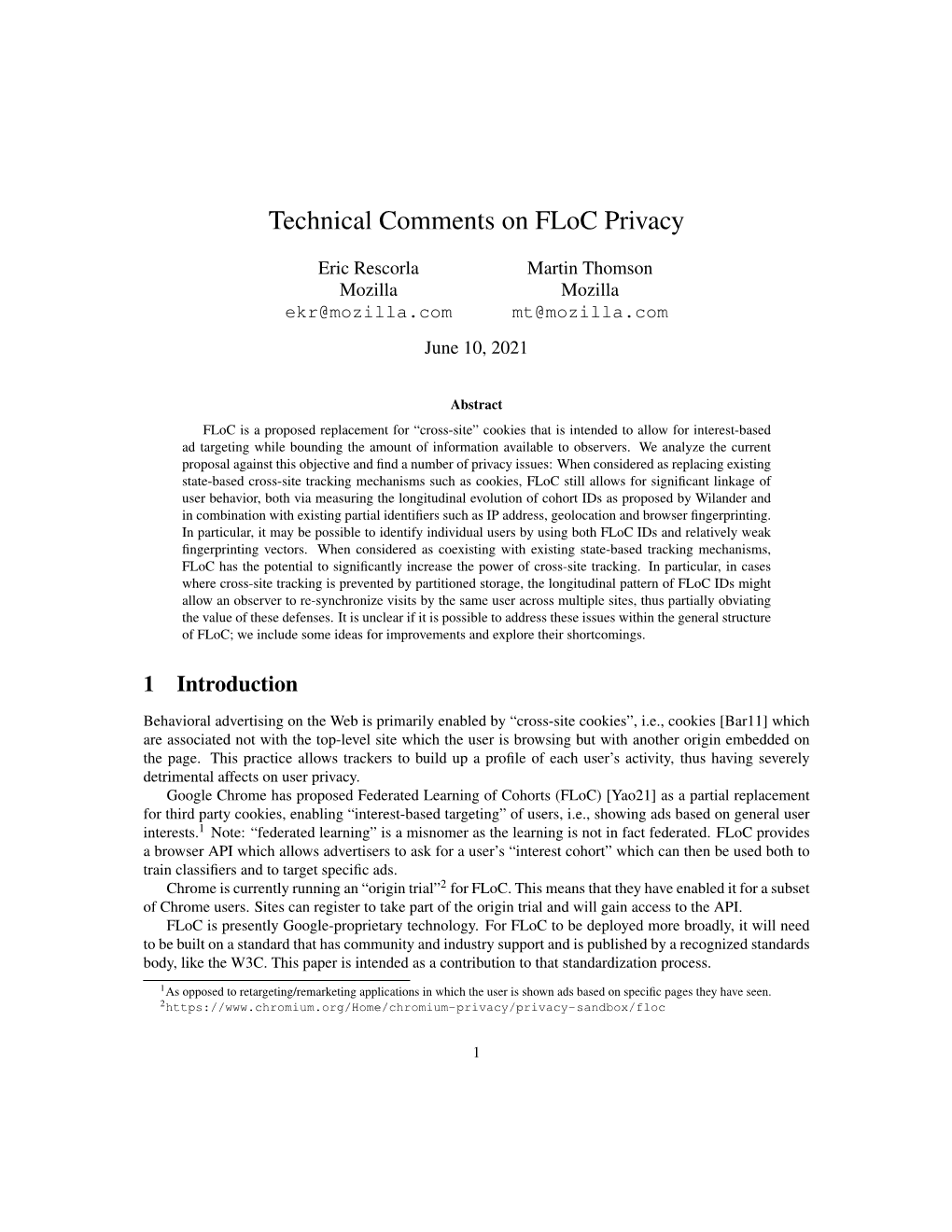 Technical Comments on Floc Privacy