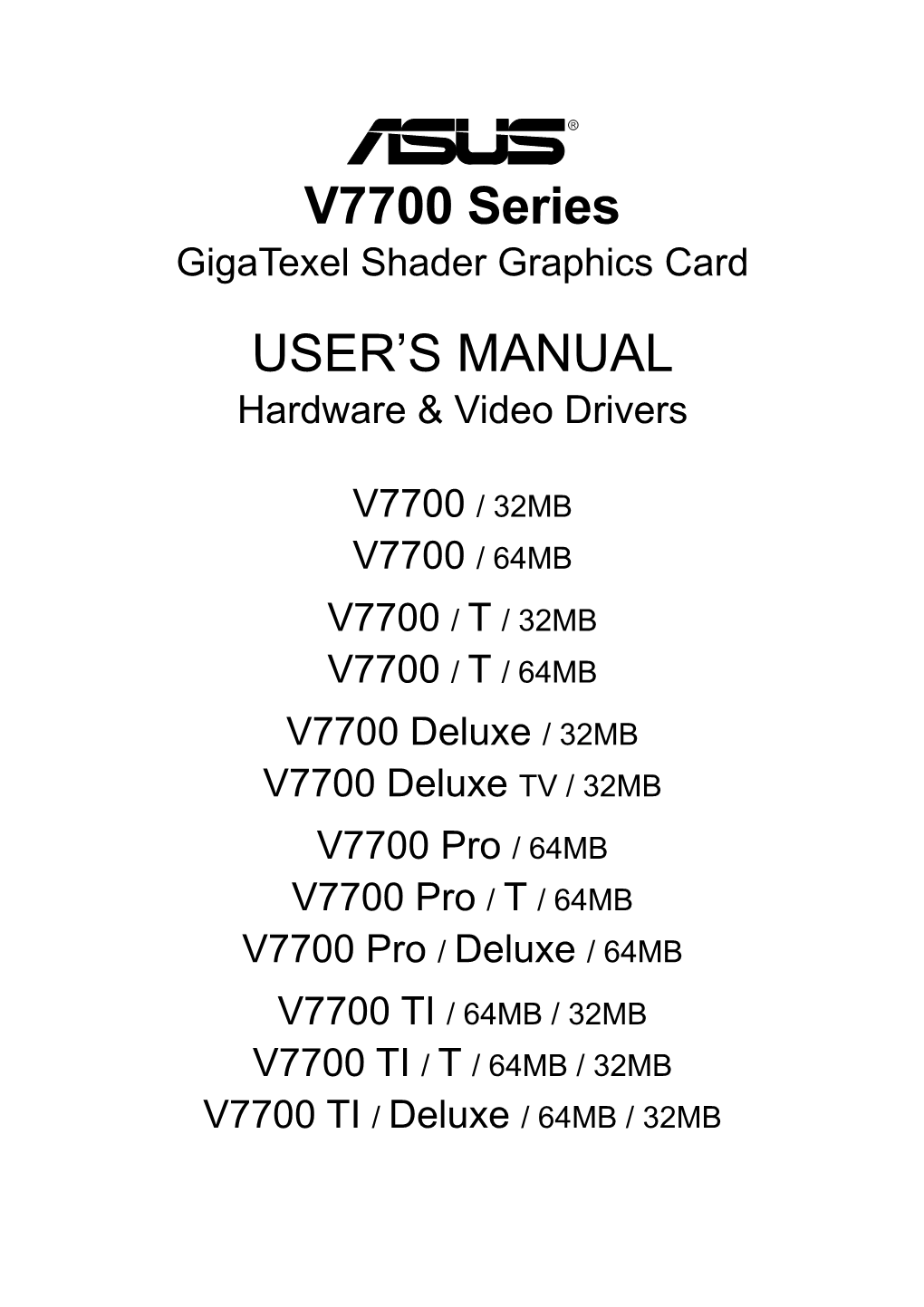 V7700 Series USER's MANUAL