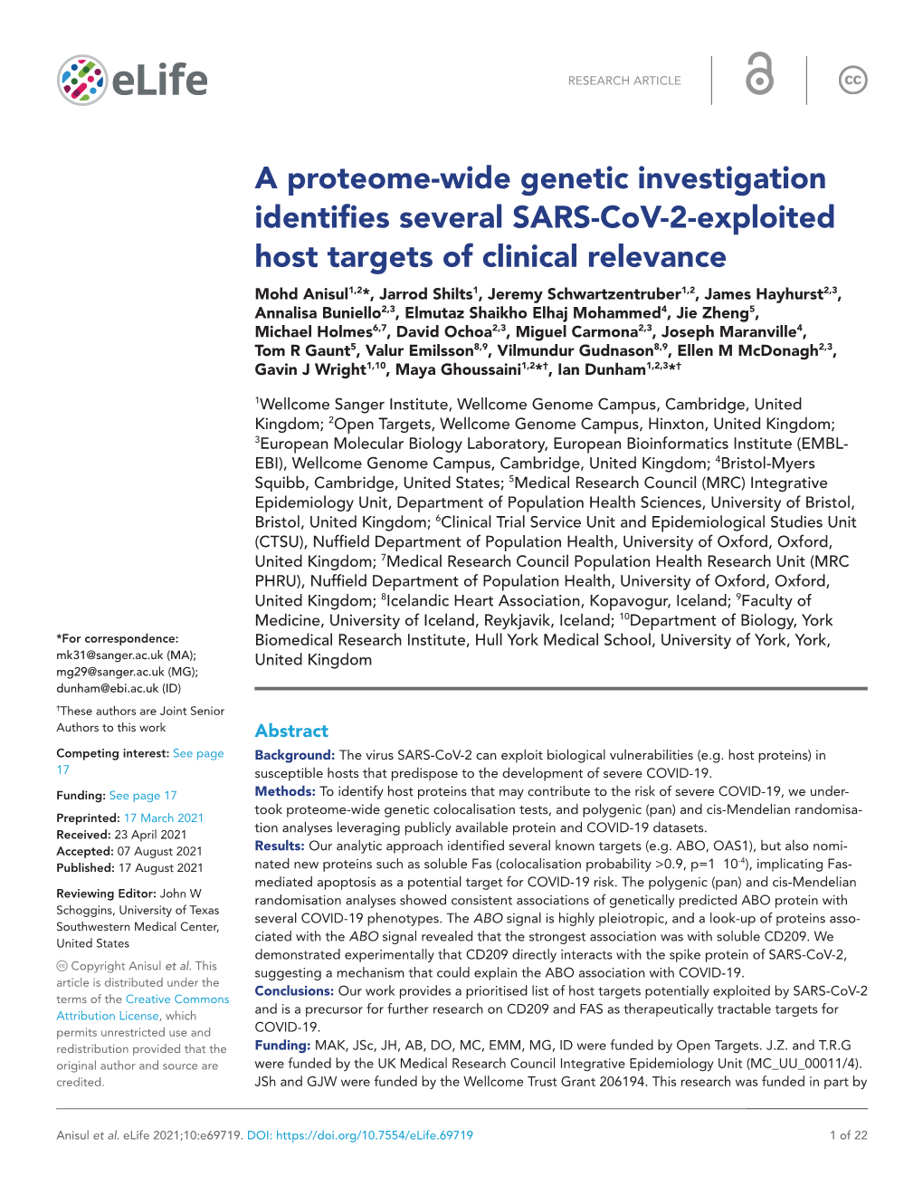 A Proteome-Wide Genetic Investigation Identifies Several SARS-Cov-2