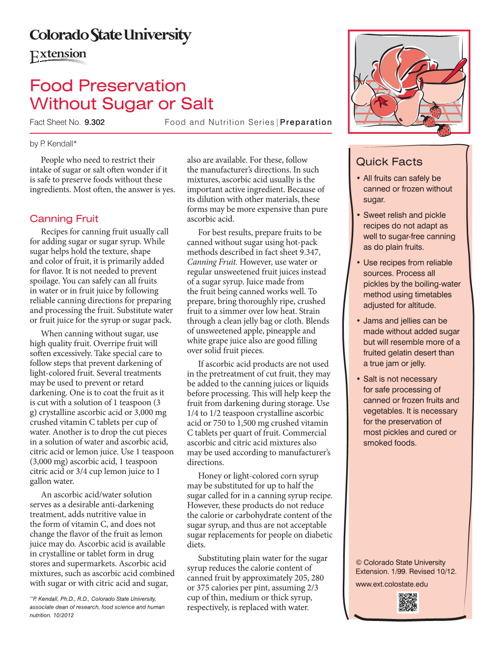 Food Preservation Without Sugar Or Salt Fact Sheet No