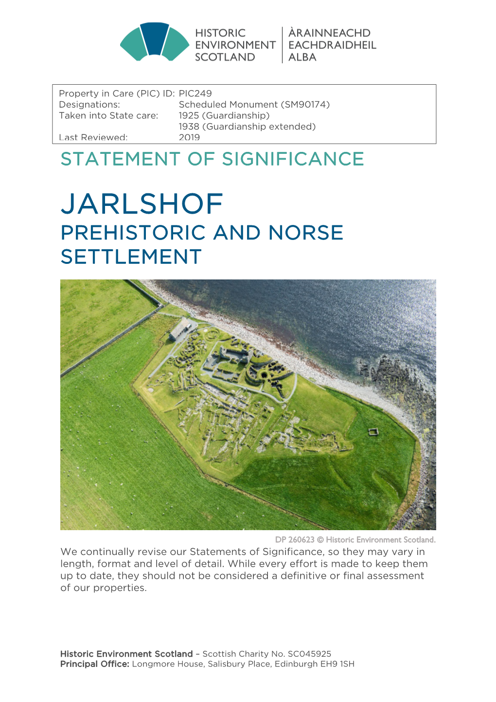 Statement of Significance Jarlshof Prehistoric and Norse Settlement