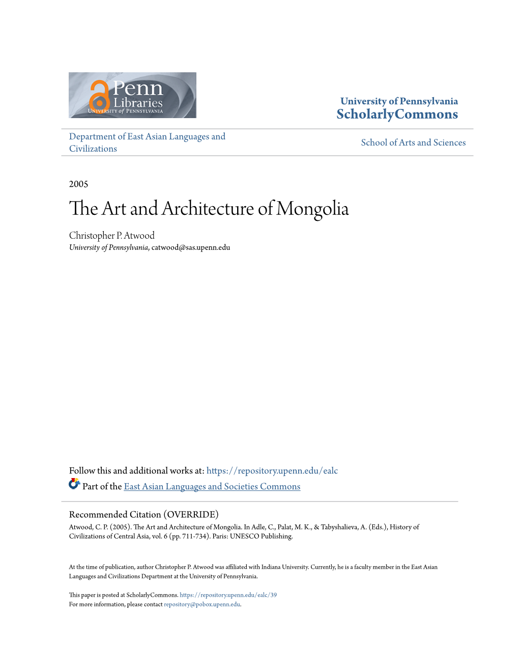 The Art and Architecture of Mongolia Christopher P