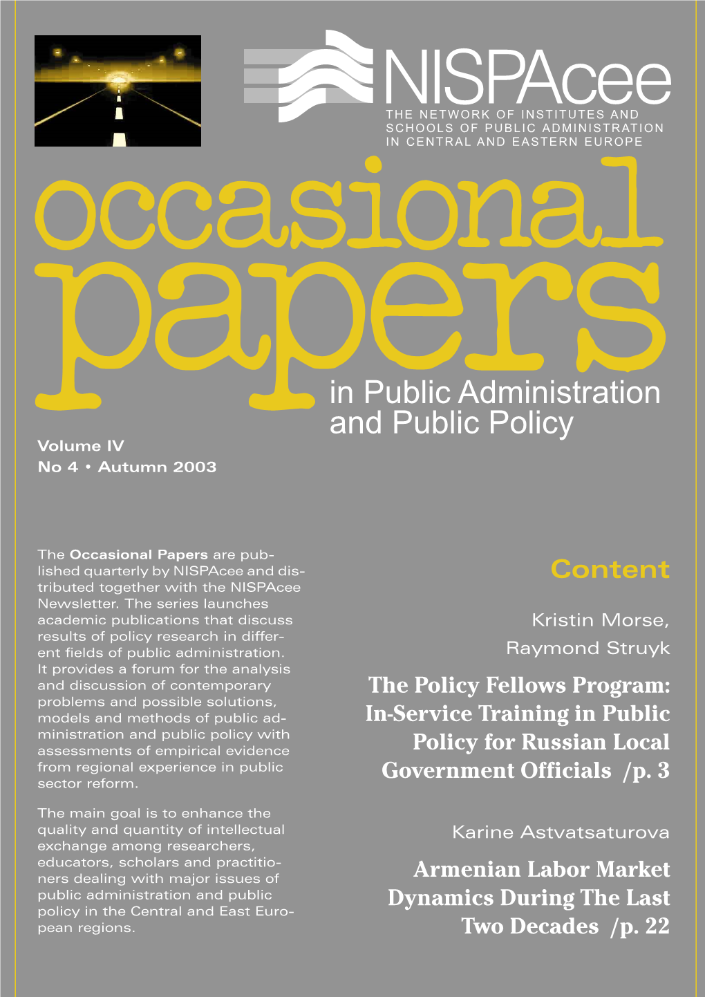 The Policy Fellows Program