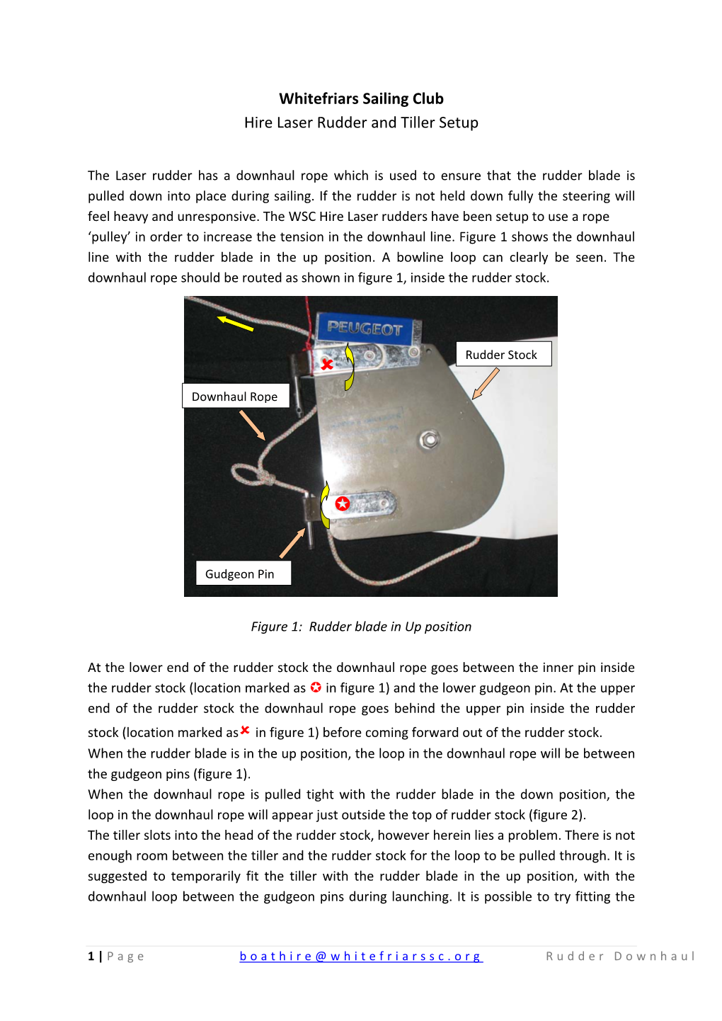 Whitefriars Sailing Club Hire Laser Rudder and Tiller Setup