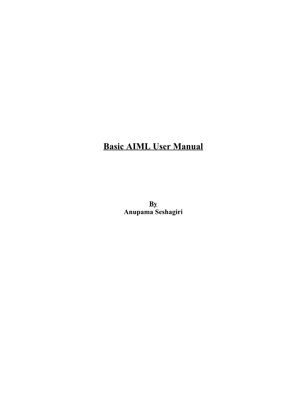 User Manual for Aiml