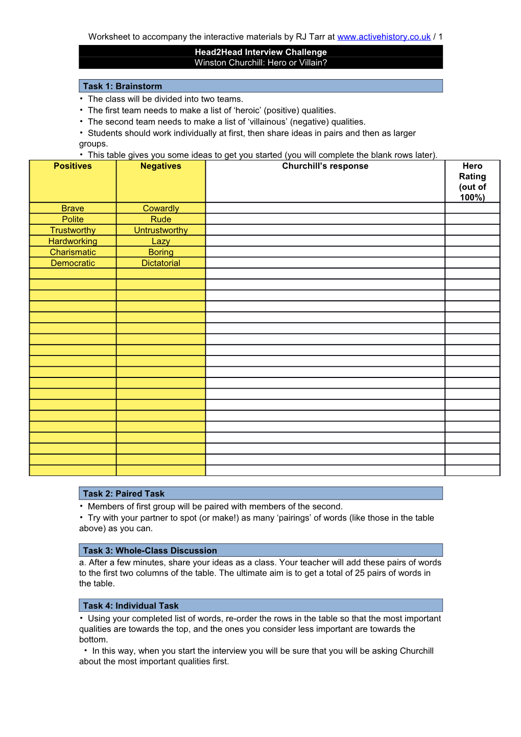 Worksheet to Accompany the Interactive Materials by RJ Tarr at / 1