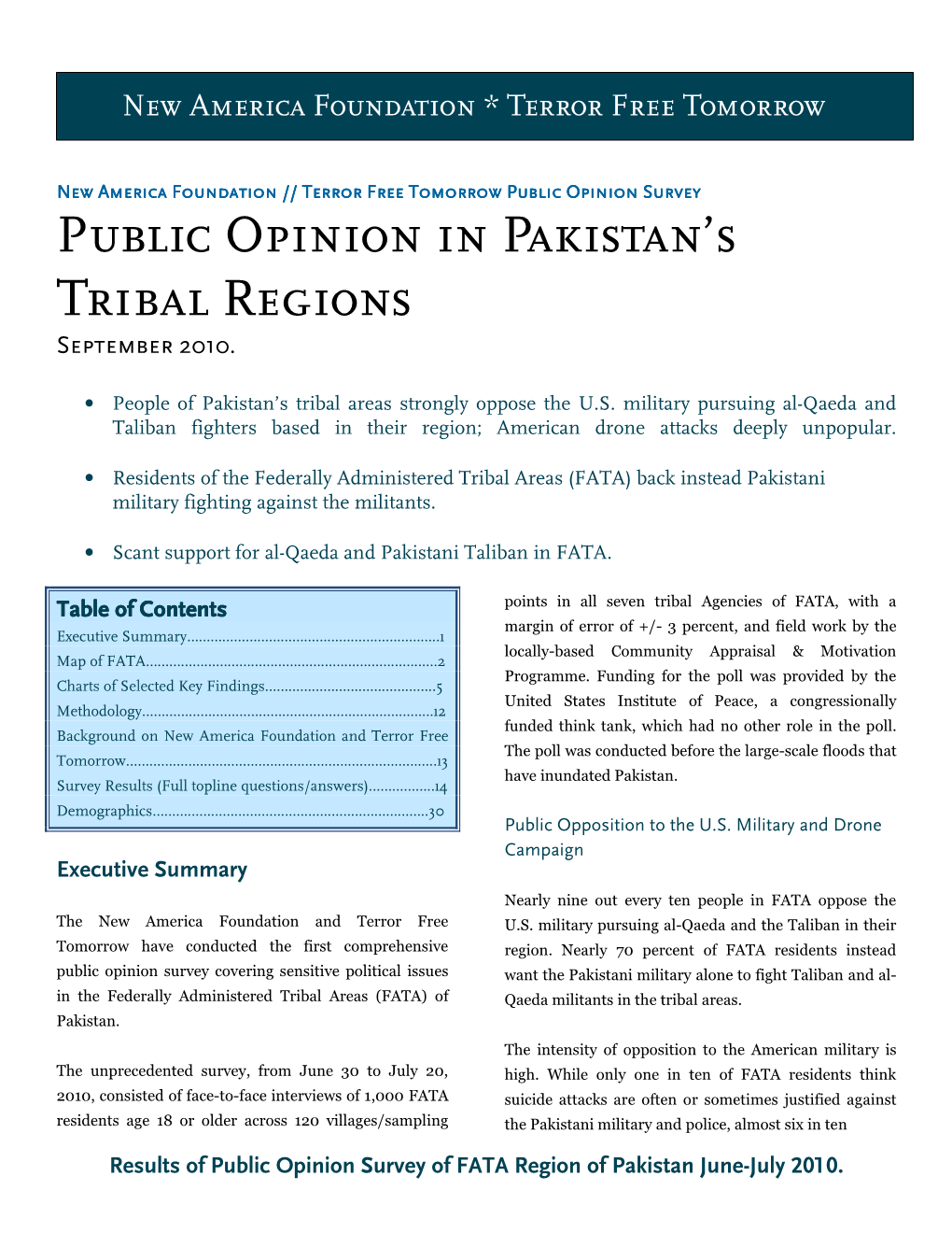 Public Opinion in Pakistan's Tribal Regions