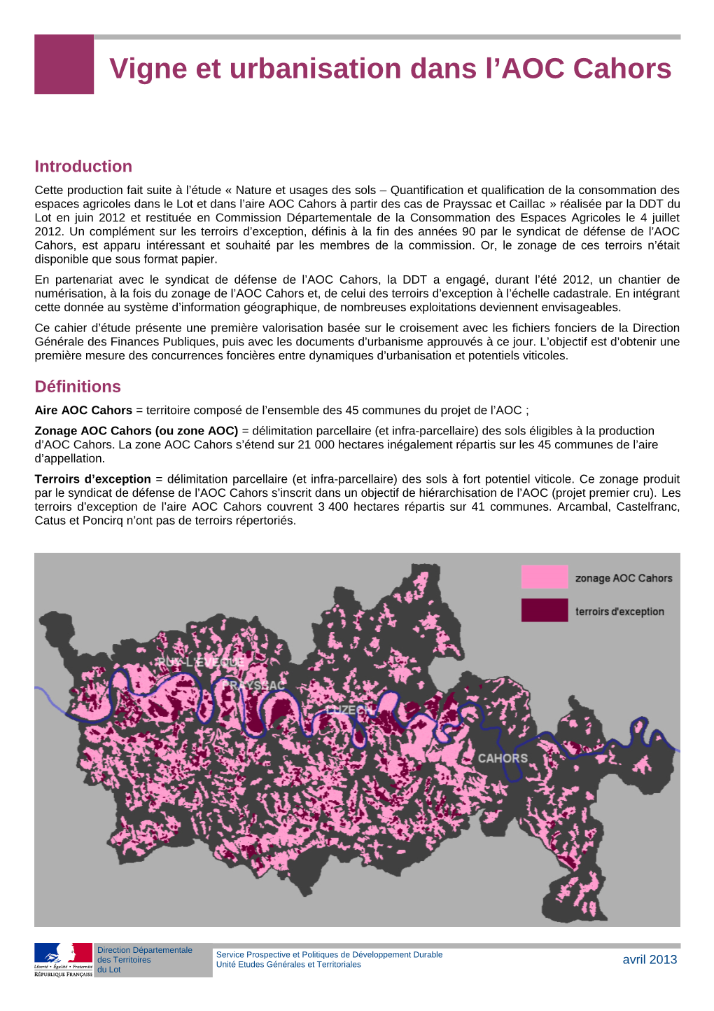 Vigne Et Urbanisation Dans L'aoc Cahors