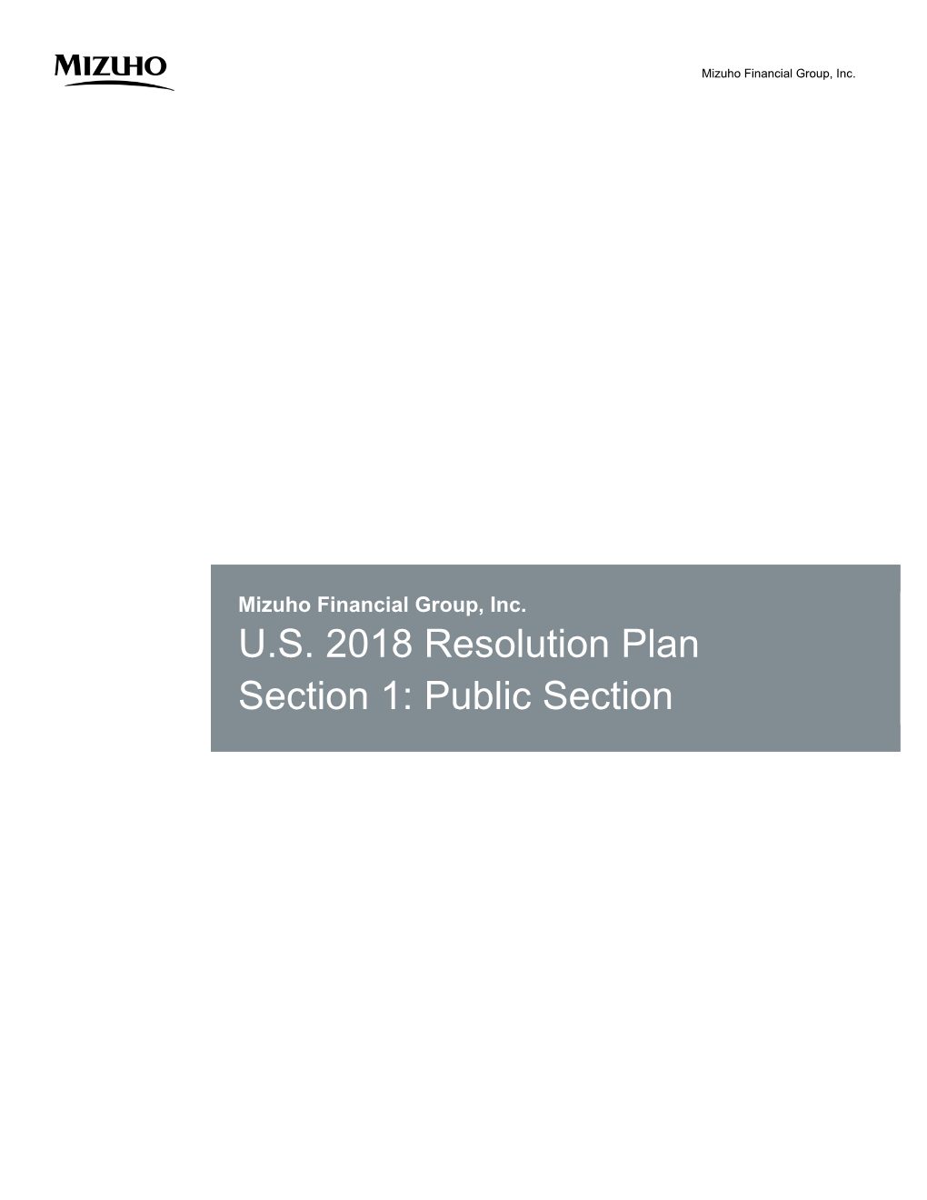 US 2018 Resolution Plan Section 1